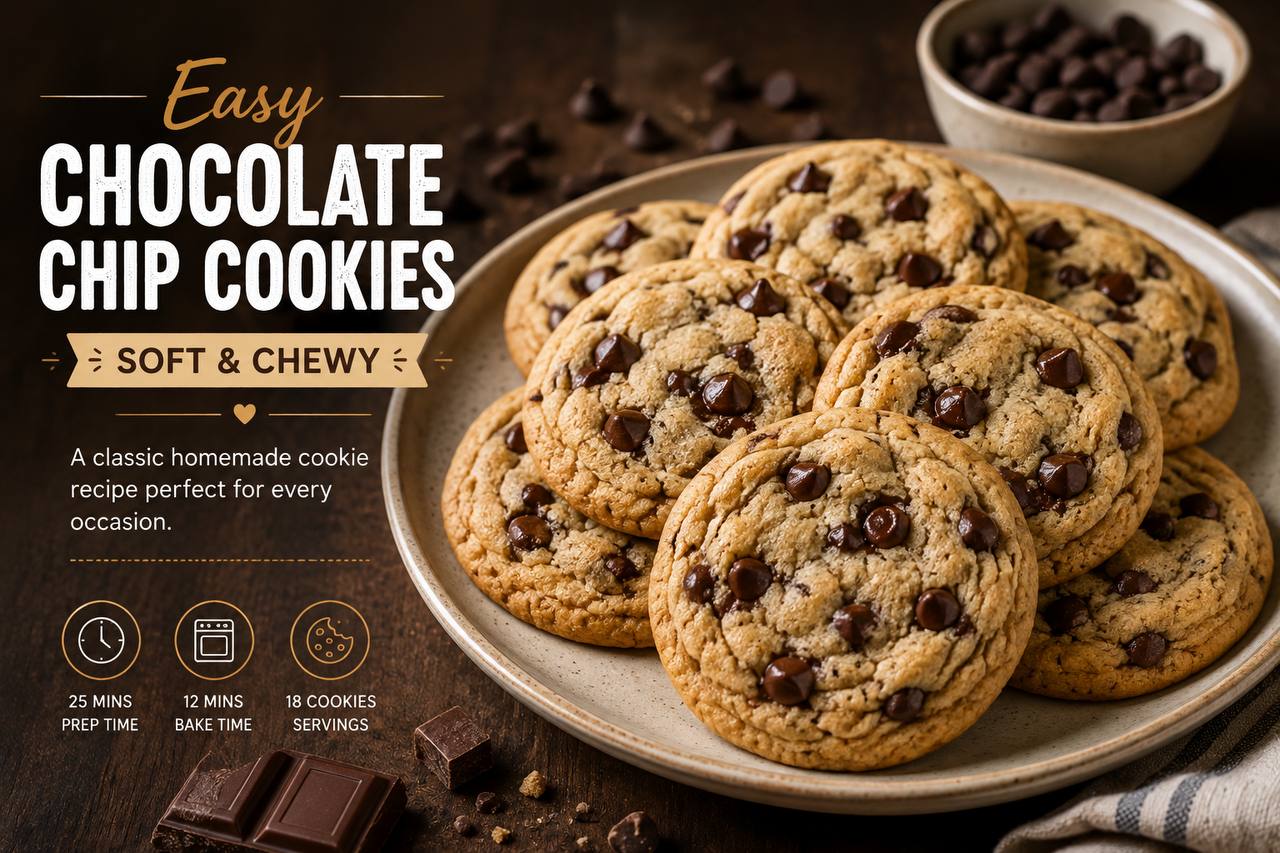 Easy Chocolate Chip Cookies Recipe | Soft & Chewy